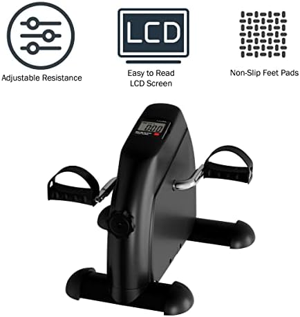 Under Desk Bike and Pedal Exerciser - At-Home Physical Therapy Equipment and Exercise Machine for Arms and Legs with LCD Screen by Wakeman Fitness