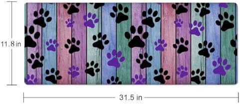 Dog Paw Desk Mat Black and Purple Large Extended Mouse Pad XL Desk Pad Gaming Mousepad Keyboard Mouse Mat for Computer Laptop 31.5''X11.8'' Non-Slip Rubber Base with Stitched Edges