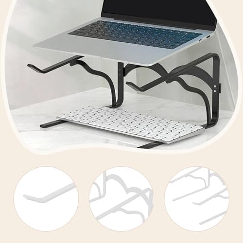Laptop Stand for Desk, Portable Laptop Riser with Breathable Ventilated Cooling, Adjustable Ergonomic Computer Stand Holder for Office Supplies, Black- White
