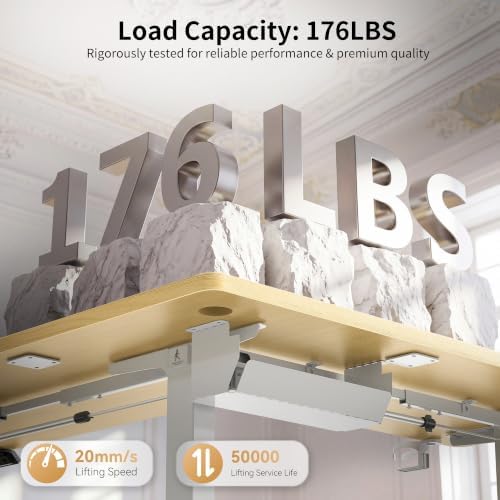 WALKINGDESK 63X55 Inches Reversible L Shaped Standing Desk Height Adjustable with Cup Holder, Electric Corner Computer Desk, Sit Stand up Home Office Desk, Ergonomic Gaming Desk, Oak