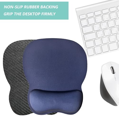 Mouse Pad with Wrist Support, Ergonomic Mousepad with Comfortable Memory Foam Wrist Rest Cushion, Relieve Wrist Pain, Non-Slip Rubber Base Gaming Mice Pad for Home Office Computer Laptop, Navy Blue