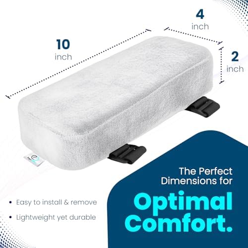 Thick Memory Foam Office Chair Arm Pads - Office Chair Armrest Covers Provide Elbow Cushion and Relieve Pressure - Ergonomic Desk Chair Arm Covers - Gaming, Computer Chair Rest Pads (Set of 2) (Gray)