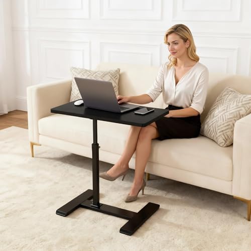 Rolling Adjustable Laptop Desk, Sit Stand Desk with Wheels