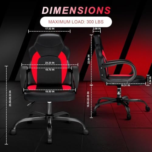 Comfy Gaming Chair, High‑Back Computer Video Game Chair, Red