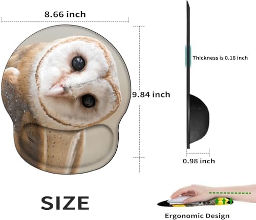 Owl Mouse Pad with Wrist Support Gel Mousepad Wrist Rest Ergonomic Mouse Mat Gaming Cushion Mouse Pads for Computer Office Work Women Men Kids
