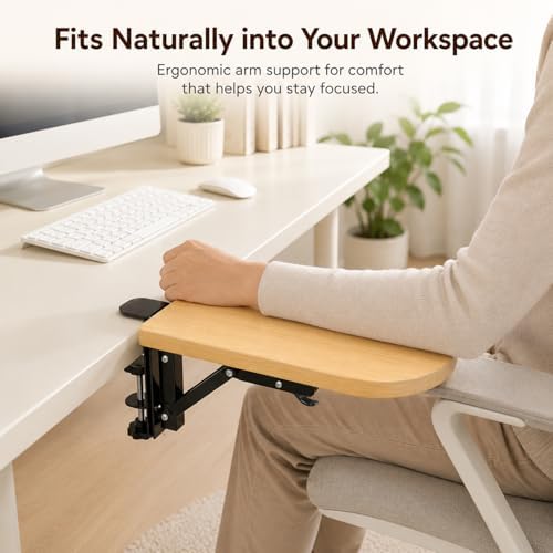 Ergonomic Arm Rest Tray – Desktop Extension Board with Detachable Wrist Pad, Foldable Elbow Support for Laptop & Keyboard, Home Office,Office Desk Accessories,Wireless Keyboard and Mouse,Desk