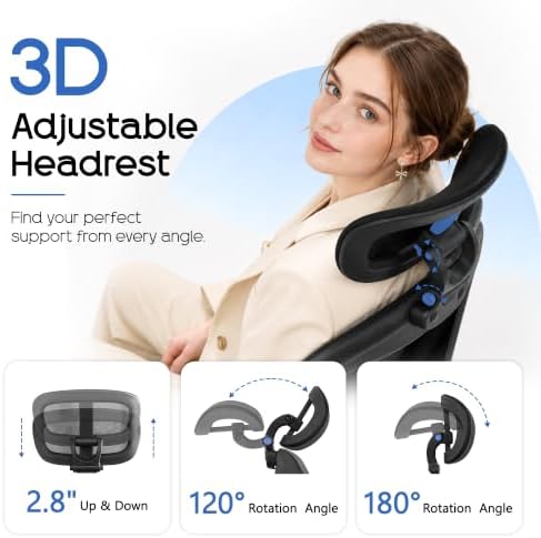 Office Chair, Ergonomic Office Chair with 3D Headrest, Computer Desk Chair