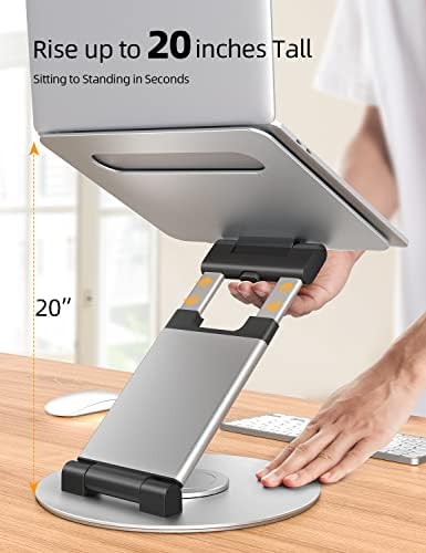 Nulaxy 18" Height Telescopic 360 Rotating Aluminum Laptop Stand Desk Silver