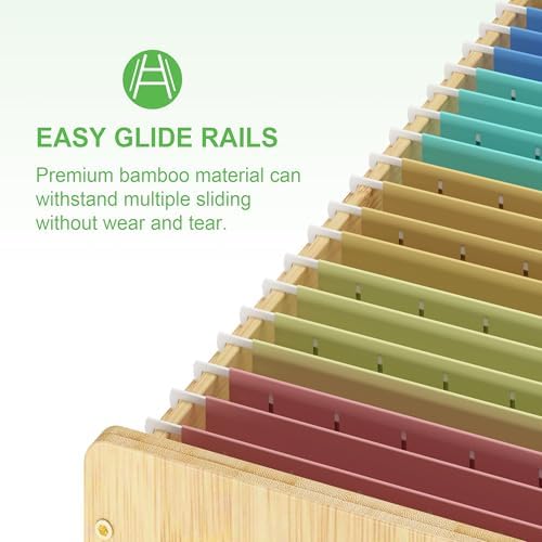 Bamboo Hanging File Box Organizer, File Folder Storge, Nature, 2 Pack