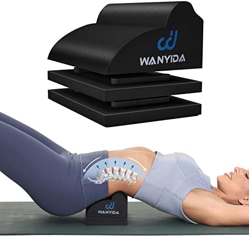 WANYIDA Lumbar Orthotic Traction Roll Device, Lower Back Stretcher for Pain relief, Back Traction for Lumbar Decompression, 3 Height Adjustable Lumbar Stretcher, Chiropractic