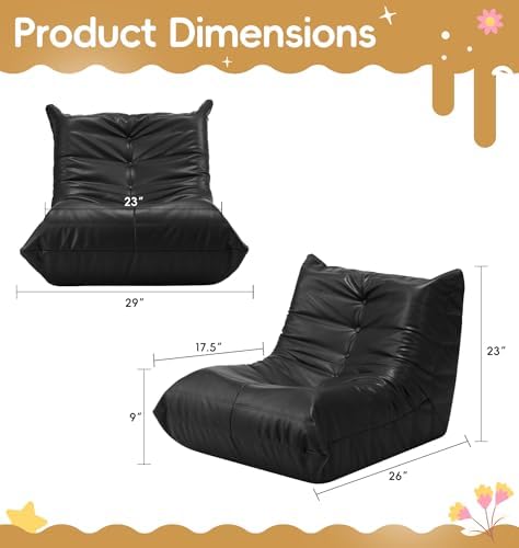 Hobestluk Bean Bag Chair for Teens Large Beanbag Couch with Leather Fabric