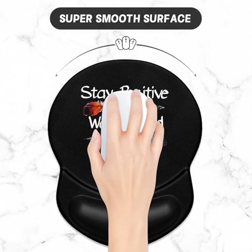 ITNRSIIET Ergonomic Mouse Pad with Gel Wrist Support Small Wrist Rest Smooth Surface Non-Slip PU Base Comfortable Office Supplies Pain Relief, 8.7 x 7.2 inches, Inspirational Quote Black