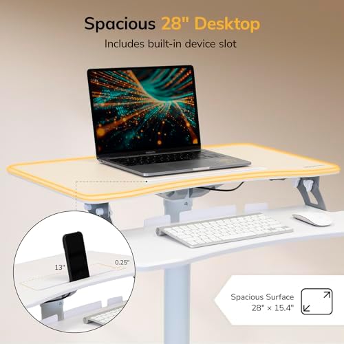 Mount-It! Mobile Computer Cart, Height-Adjustable Rolling Workstation with 28" Desktop, Keyboard Tray, Storage Shelves & Locking Wheels, Mobile Computer Stand for Office, Classroom, or Home