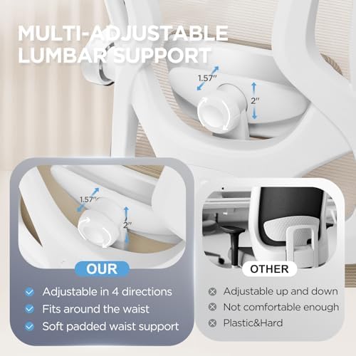 Ergonomic Office Chair with Footrest,Ultra Thick Desk Chair,Cream