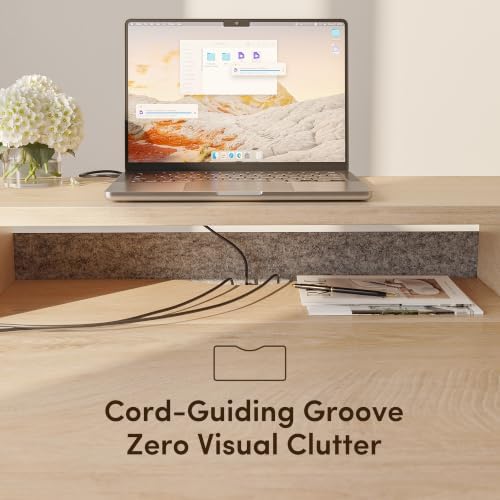 CubiCubi 55 x 28 Inch Electric Standing Desk with 2 Drawers, Maple