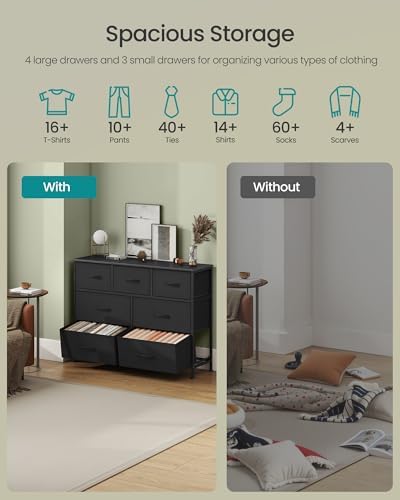 SONGMICS Dresser for Bedroom, Wide Dresser with 7 Fabric Drawers