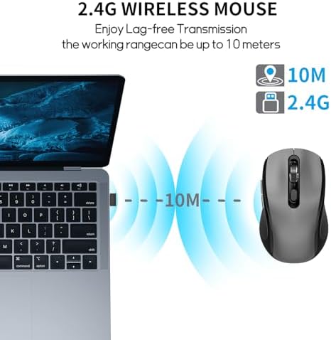Ergonomic 6 Button Silent Wireless Side Key Mouse No Light Gray