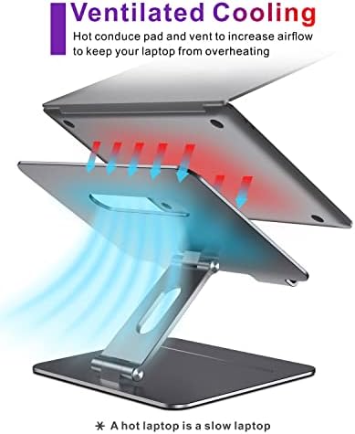 Adjustable MacBook Laptop Stand for Desk | Ergonomic Aluminum Laptop Riser with Heat-Vent, Compatible for 10-17" Laptops, Space Grey
