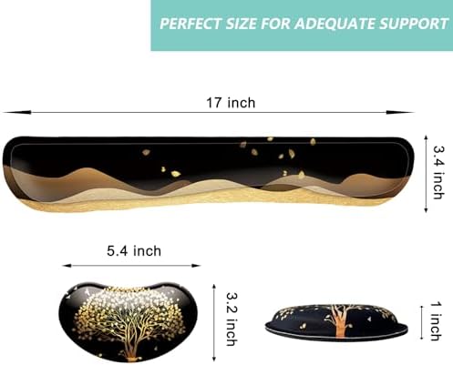 Keyboard Wrist Rest Mouse Wrist Support Set, Memory Foam Wrist Rest Pad for Computer Laptop Keyboard Mouse, Ergonomic Wrist Cushion Support for Typing Pain Relief, Gaming Home Office, Tree