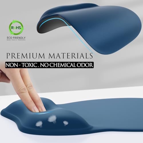 MROCO Ergonomic Mouse Pad with Gel Wrist Rest, 9.4 x 8.1 in, Navy Blue