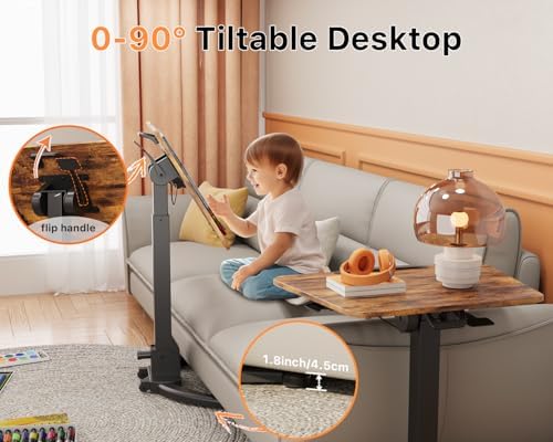 JOY worker Foldable Rolling Standing Desk, 90° Tilt Sit Stand Portable Desk