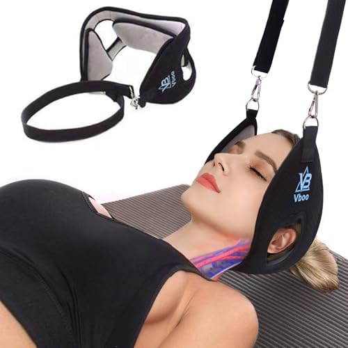 VBoo Cervical Neck Traction Device - Neck Stretcher with Gentle Pull, for Neck Tension Relief, Easy to Use with Door/Railing – Portable Neck Relaxation Tool