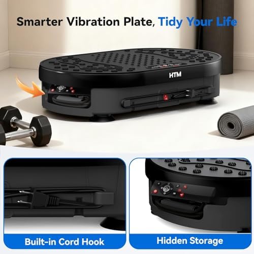 HTM Vibration Plate Exercise Machine, 9 Modes & 120 Speeds, Body Shake Plate with Resistance Bands Slot & Remote Control, Shake Board for Weight Loss Fat Burner Home Fitness Workout