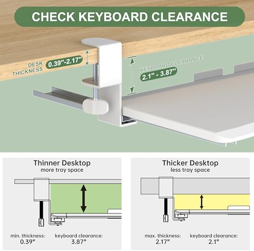 UPGRAVITY Extra Large Keyboard Tray Under Desk White