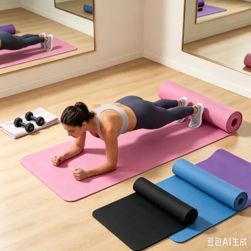 Yoga Mat Thick 1/5" Thick Non Slip Anti-Tear High Density Exercise Mat with Carrying Strap Large Yoga Mat for Floor, Gym, Fitness, Pilates, Stretching, Home Yoga, Workouts