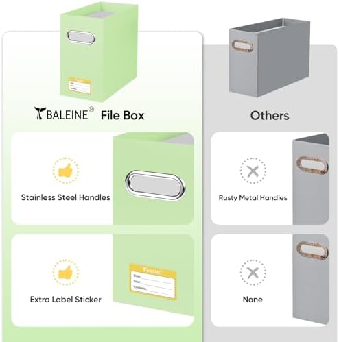BALEINE 4PK File Organizer Box, Cardboard File Folder Organizer with Handle
