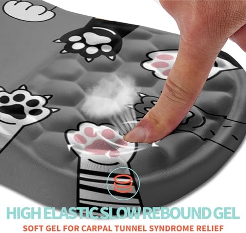 Ergonomic Mouse Pad Wrist Support with Memory Foam Massage Bulge, Carpal Tunnel Pain Relief Mousepad Wrist Rest for Mouse(12x8 inch, Paw)