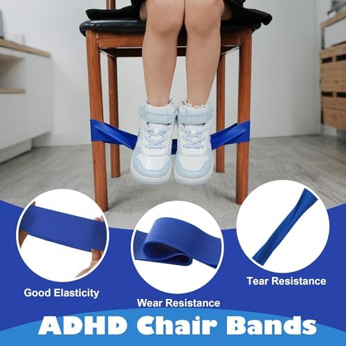 16 PCS Chair Bands With Fidgety Feet Colorful Chair Fidget Bands Desks Stretch Foot Band for ADHD Sensory Flexible Band Classroom Home Chair Fidget Tools Multi Color