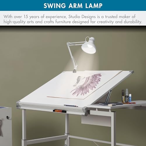 Studio Designs Swing Arm Lamp, 13-watt, White, 6.5" W x 7" D x 36" H