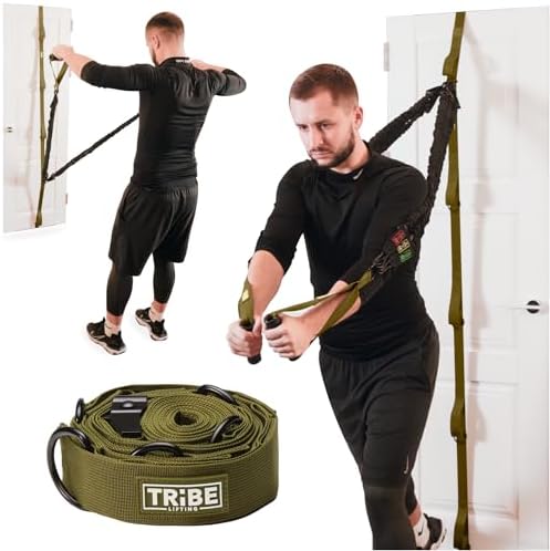 Door Anchor Strap for Resistance Bands with 5 Loops and Metal D-Rings
