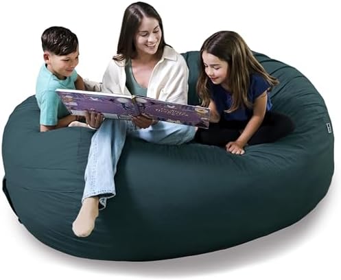 Big Joe Fuf 8Ft Giant Foam Bean Bag Chair, Oversized Couch with Removable Cover for Kids, Teens, Adults, Deep Sea Lenox, 8 Foot