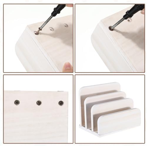 Briwooody Wooden Mail Organizer 3 Slots Mail Holder, White
