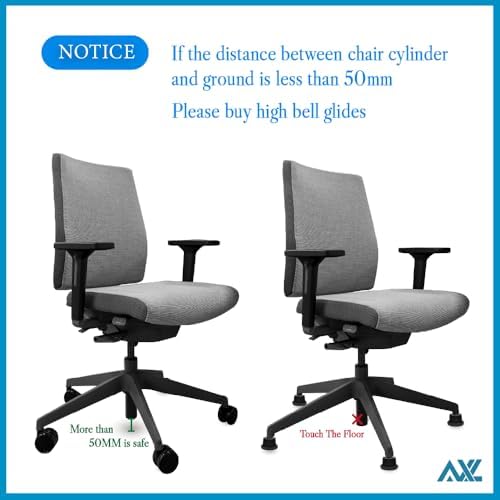 AXL Low Profile Chair Bell Glides Replacement, Office Chair Bell Glides Stool Swivel Caster to Fixed Stationary Castors, Low-Height 37mm (1.45 inch), Set of 5 Pack