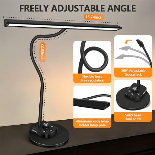Piano Light, Upgraded LED Piano Lamp for Grand/Upright & Digital Pianos, Music Stand Lamp with Adjustable Gooseneck, Auto-Off Timer, 5 Color Modes Dimmable & USB Charging Port Eye-Care Desk Light