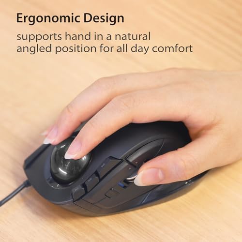 ELECOM DEFT Trackball Mouse, Wired, Finger Control, M-DT2URBK