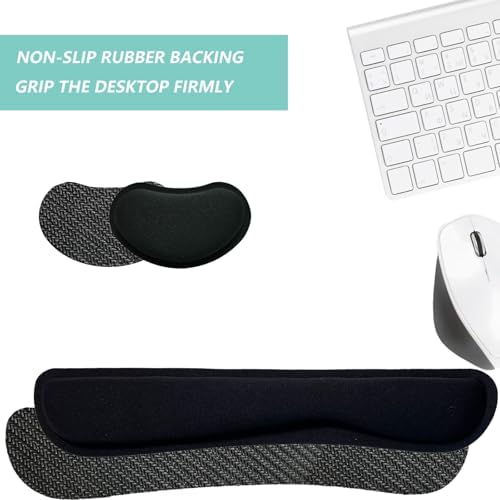 Keyboard Wrist Rest Mouse Wrist Support Set, Memory Foam Wrist Rest Pad for Computer Laptop Keyboard Mouse, Ergonomic Wrist Cushion Support for Typing Pain Relief, Gaming Home Office, Black