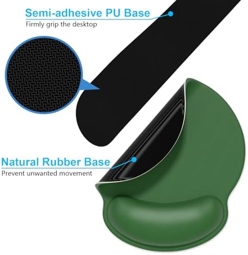 Dapesuom Keyboard Wrist Rest and Mouse Pad with Wrist Support, Cute Memory Foam Cushion for Keyboard and Mouse Set, Ergonomic Pad Rests with Non Slip Base for Easy Typing & Pain Relief, Forest Green
