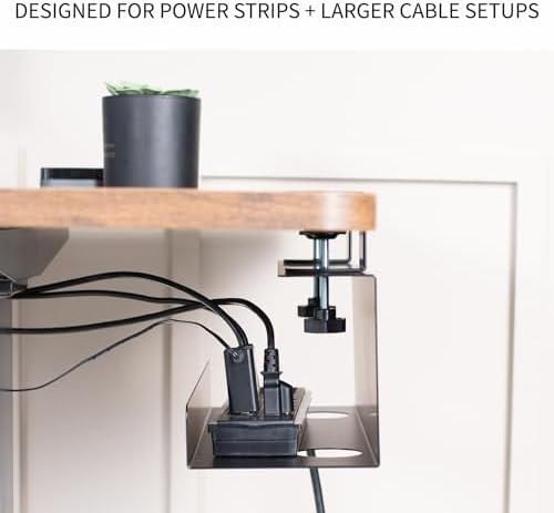 VIVO Black Clamp-on 17 in Cable Management Tray, DESK-CM6L-B