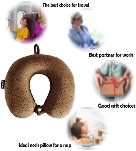 Memory Foam Travel Pillow, U Shape Neck Pillows, Brown