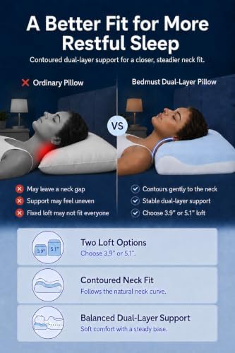 Memory Foam Pillow, Cooling Cover, Ergonomic Neck Support, Queen Loft 5.1"