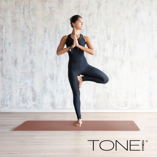 TONE Fitness 1/4" Yoga Mat, Non-Slip Exercise & Pilates Mat with Strap