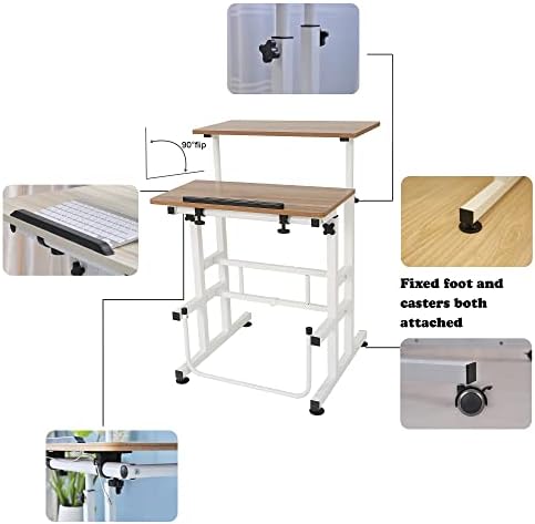 SDADI Adjustable Height Standing Desk with Swinging Footrest Optional for Standing and Seating 2 Modes, Dark Grain L101XWFDT