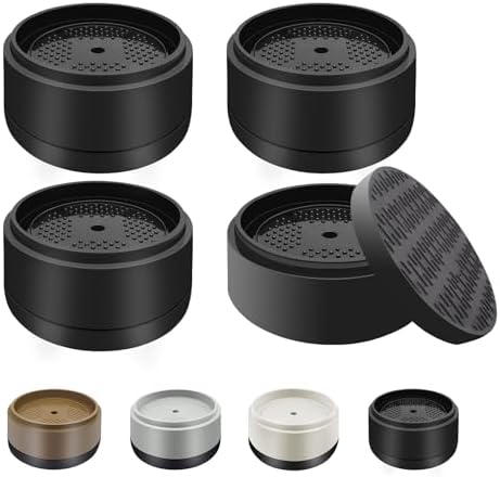 Furniture Risers Bed Risers Heavy Duty 1 inch, 2 inch, 3 inch, 4 inch Round Adjustable Bed Lifts Riser for Desk Legs Table Couch Sofa Chair Refrigerator Washing Machine (1 Inch, Black, 4 Pack)