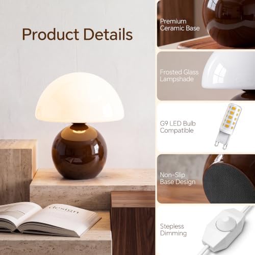 Dawnwake Mushroom Lamp Table Lamp for Bedroom-Small Desk Table Lamps,Coffee