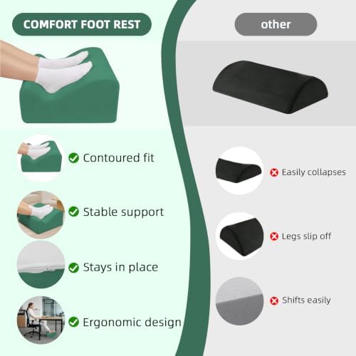 Work Foot Rest Under Desk,Ergonomic Footrest&Washable Cover Green