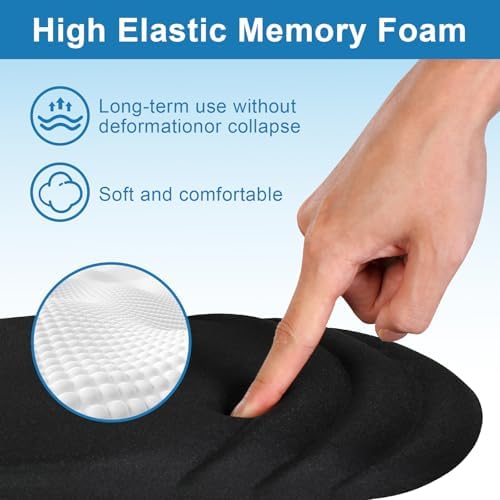 Ergonomic Mouse Pad with Wrist Rest, Carpal Tunnel Mousepad Waist Support, Memory Foam Massage Design Pain Relief (ABCD123)